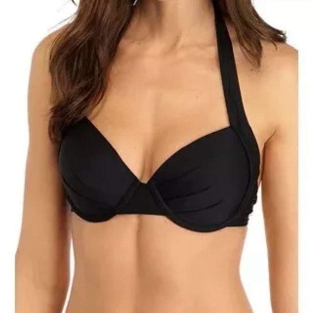 Calvin Klein BLACK Pleated Convertible Underwire Bikini Swim Top, US X-Small